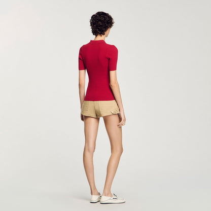 Rib knit polo shirt | Sandro
