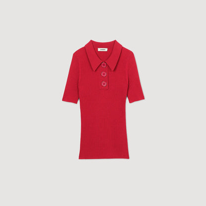 Rib knit polo shirt | Sandro