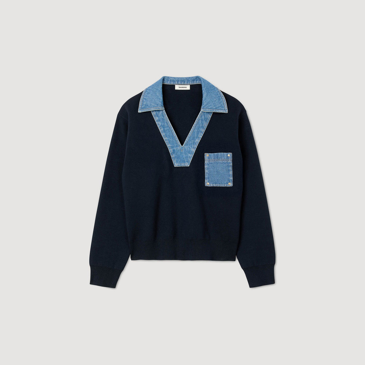 Sweater with denim details | Sandro