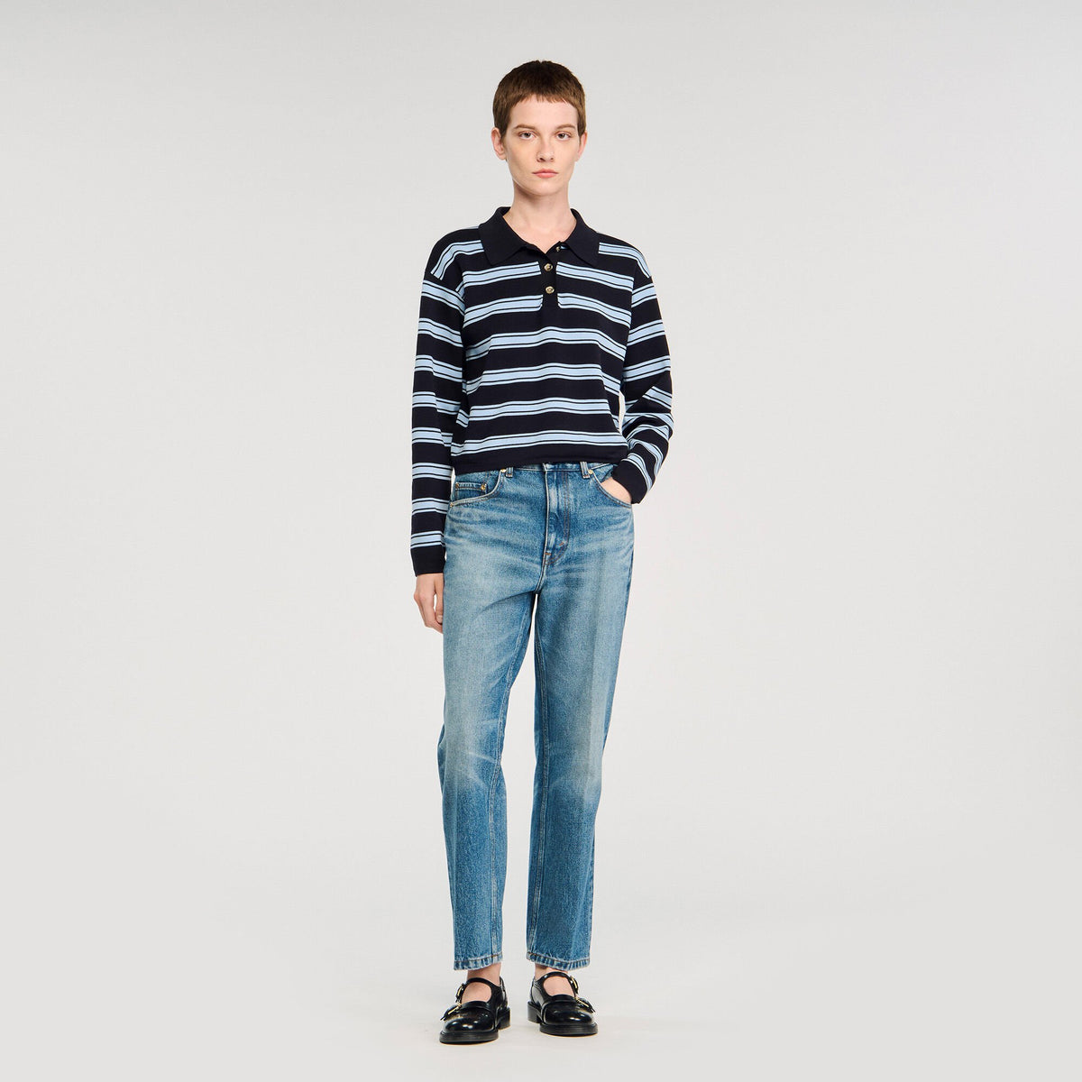 Striped polo sweater | Sandro