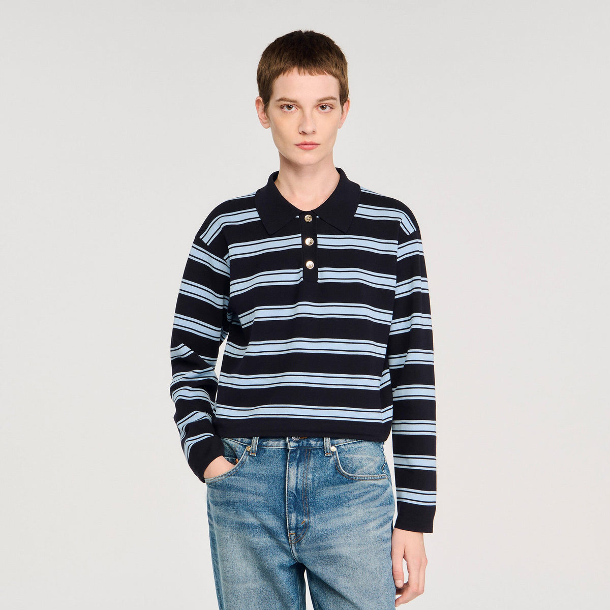 Striped polo sweater | Sandro