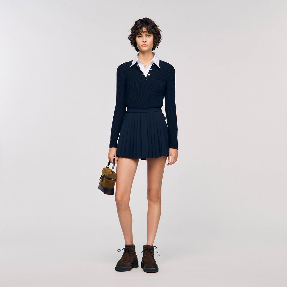 Cable knit polo sweater | Sandro