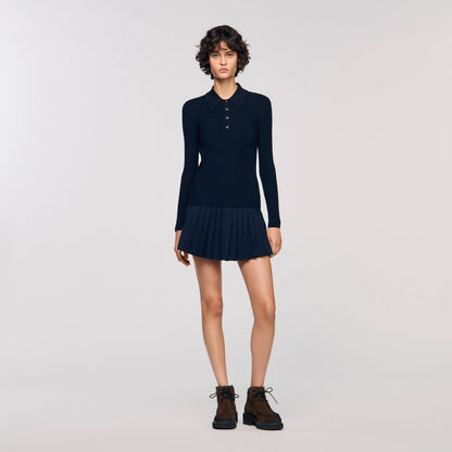 Cable knit polo sweater | Sandro