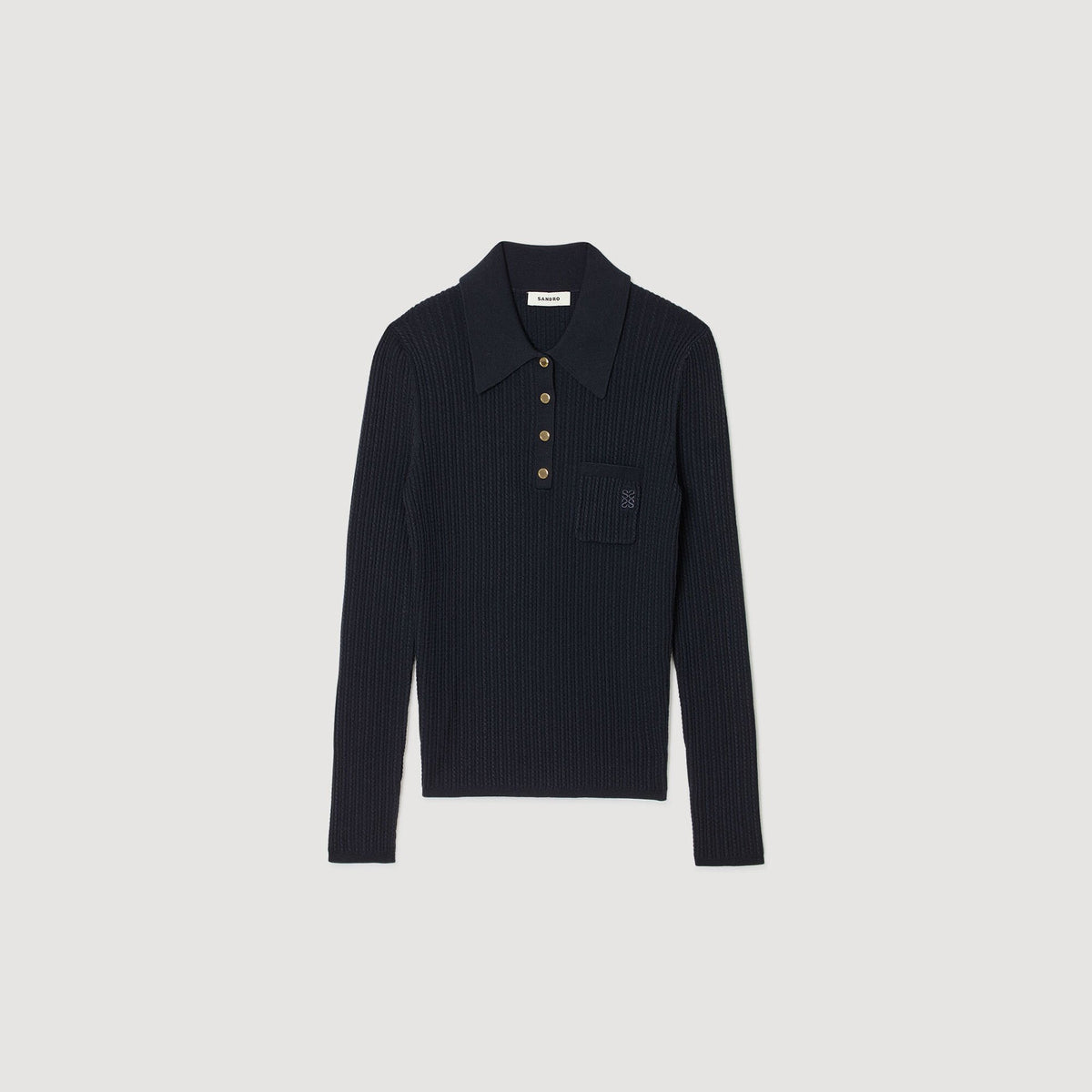 Cable knit polo sweater | Sandro