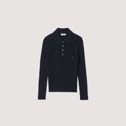 Cable knit polo sweater | Sandro