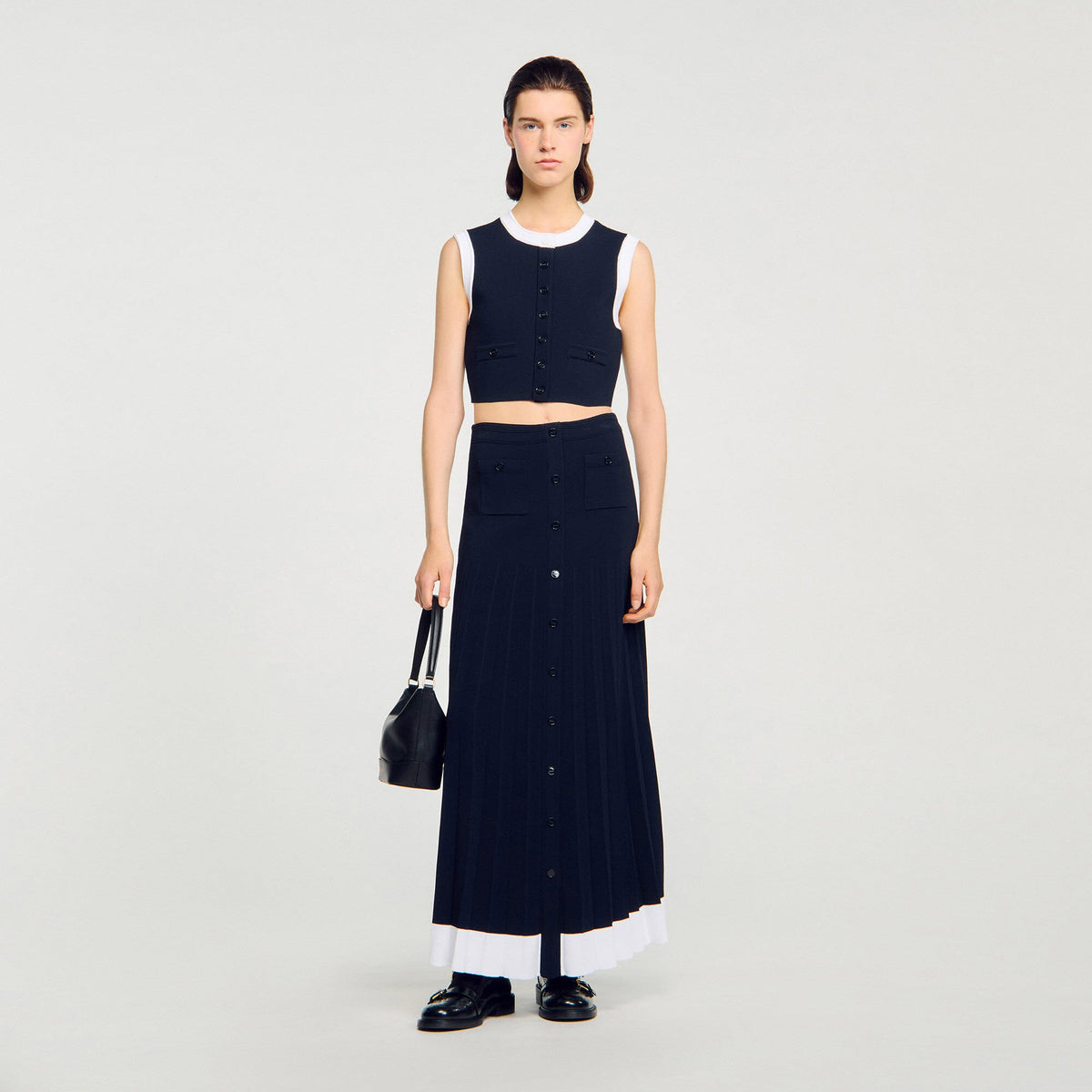 Two-tone cropped cardigan | Sandro