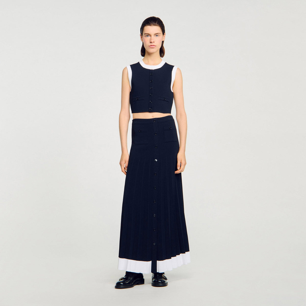 Two-tone cropped cardigan | Sandro