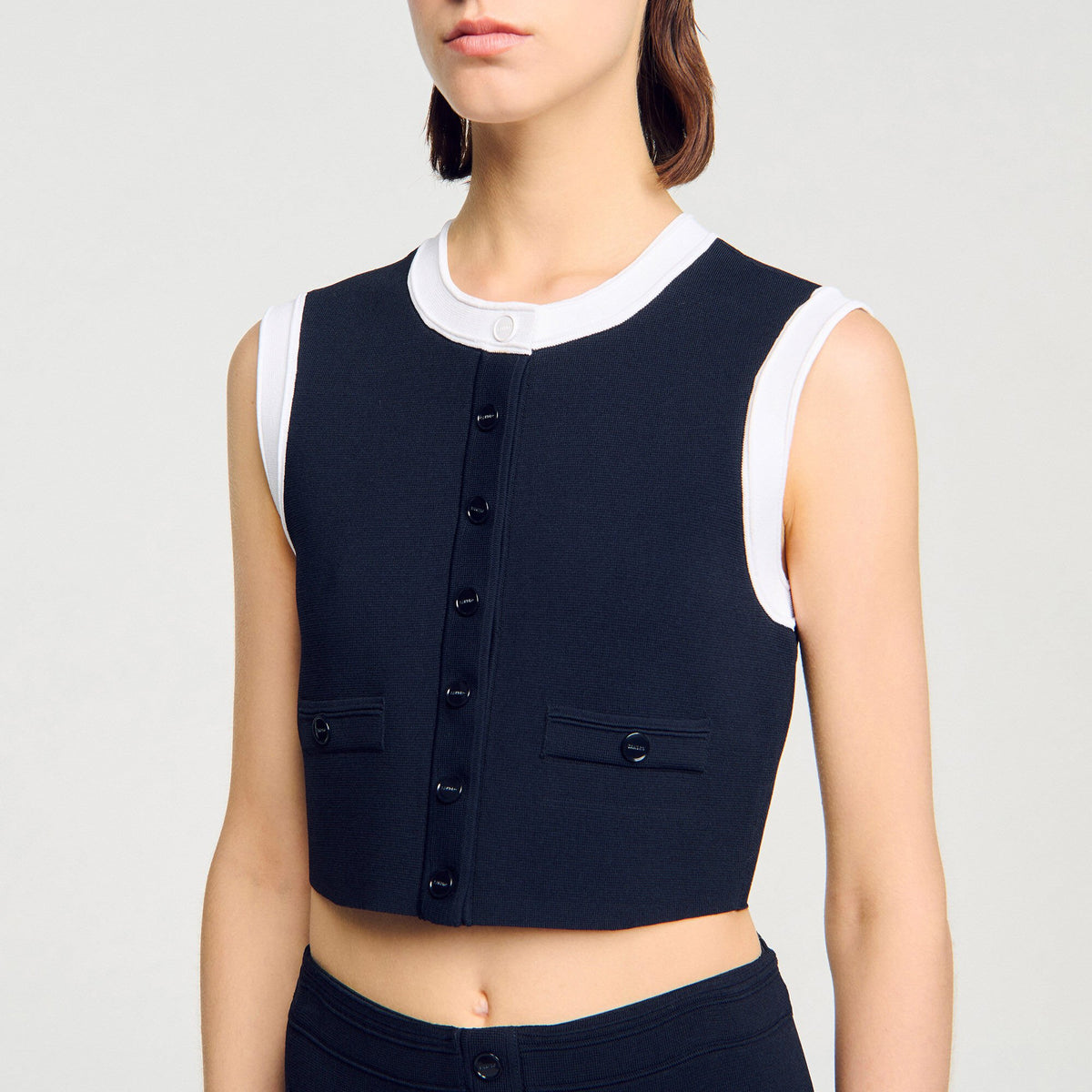 Two-tone cropped cardigan | Sandro