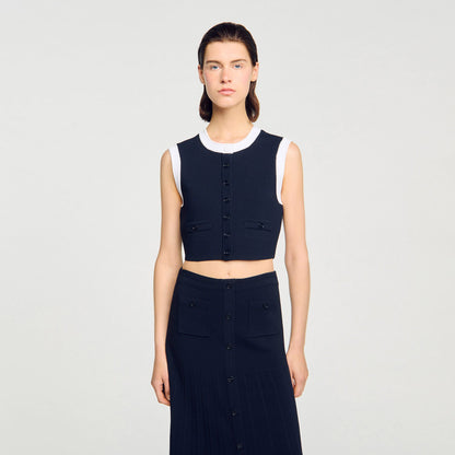 Two-tone cropped cardigan | Sandro