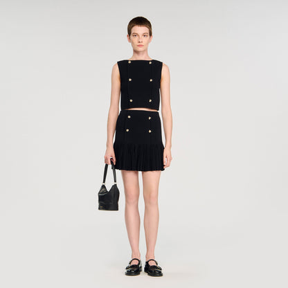 Button detail cropped knit top | Sandro