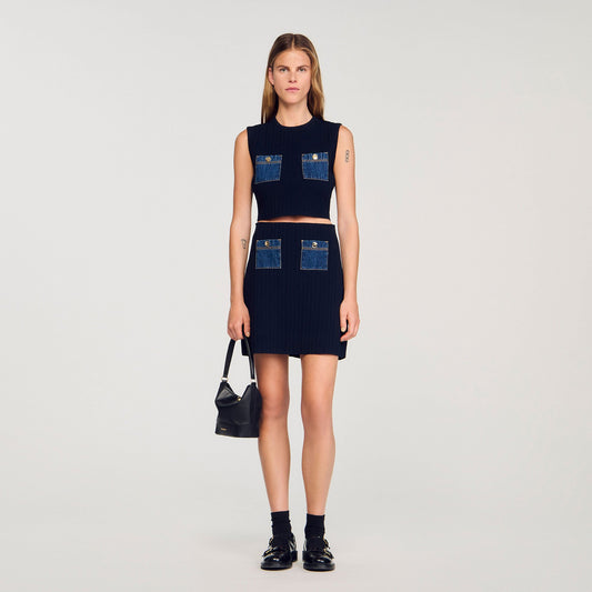 Knit and denim top | Sandro