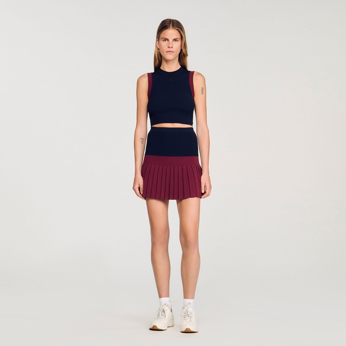 Two-tone knit top | Sandro