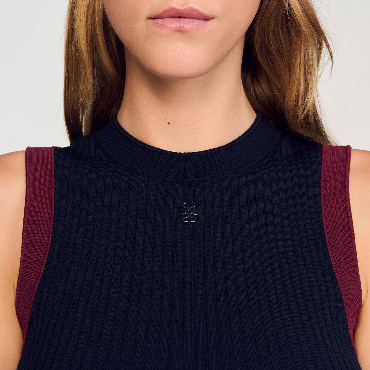 Two-tone knit top | Sandro