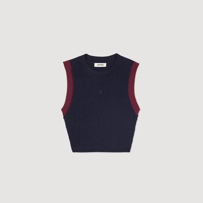 Two-tone knit top | Sandro