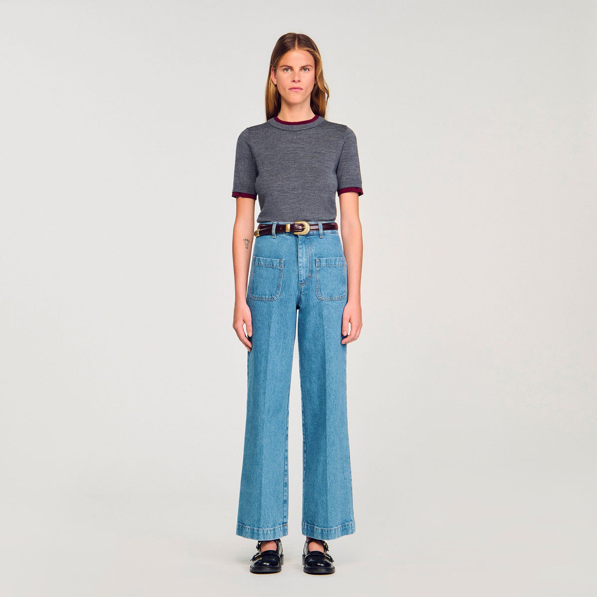 Two-tone cropped sweater | Sandro