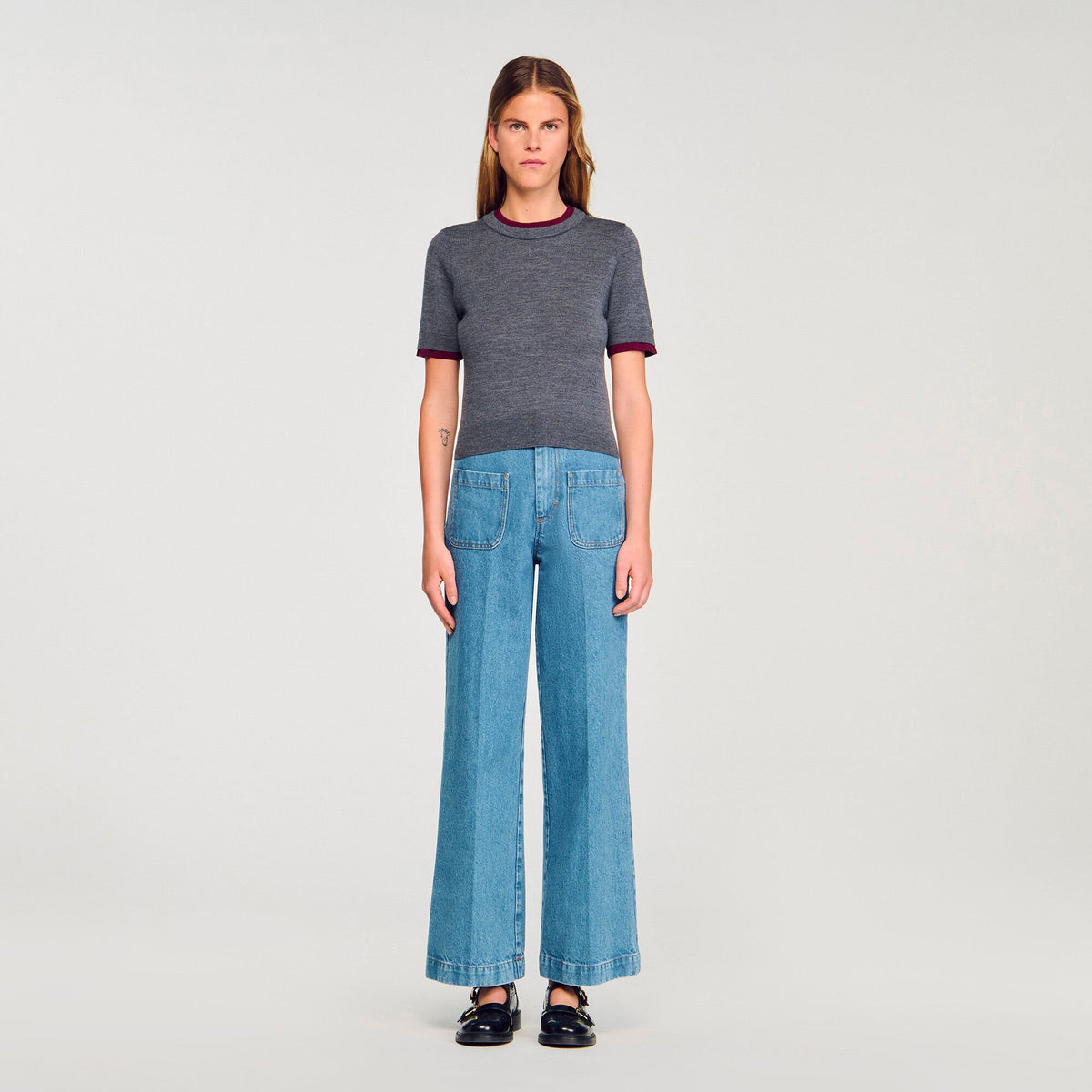 Two-tone cropped sweater | Sandro
