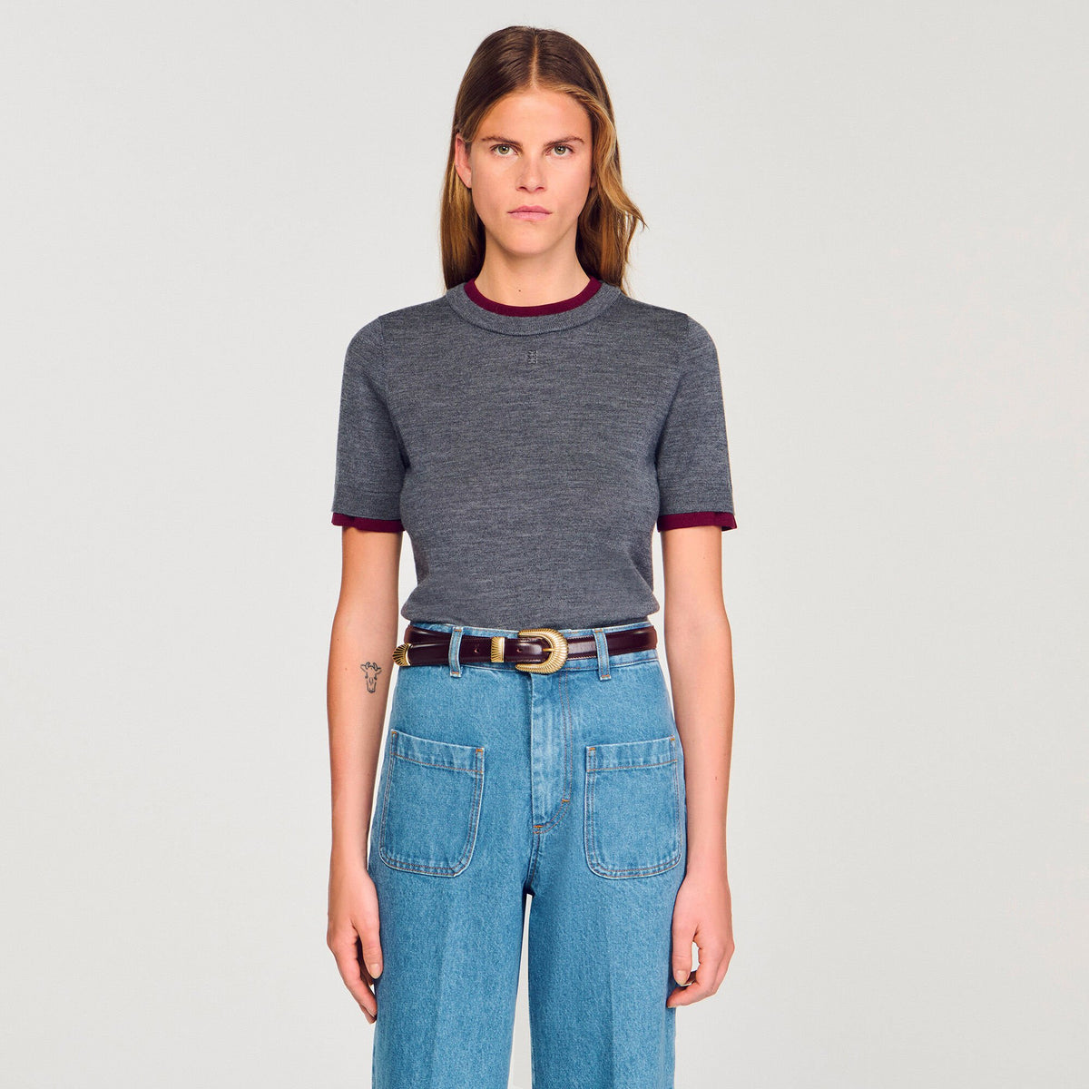 Two-tone cropped sweater | Sandro