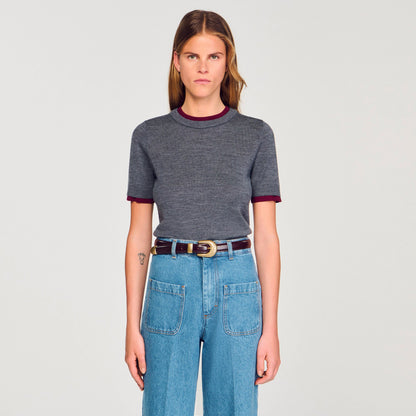 Two-tone cropped sweater | Sandro