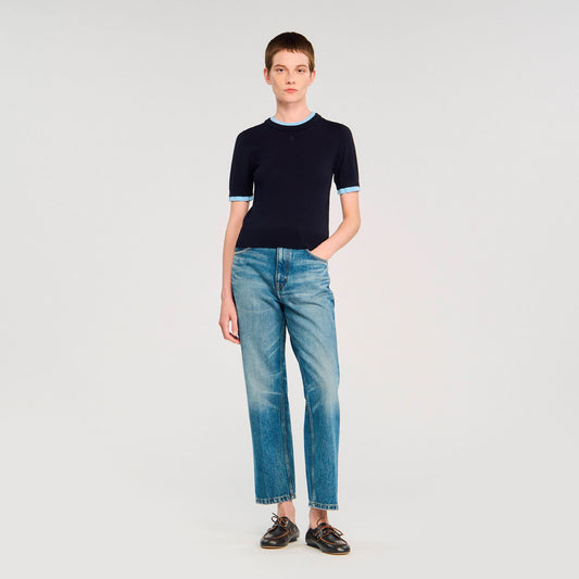 Two-tone cropped sweater | Sandro