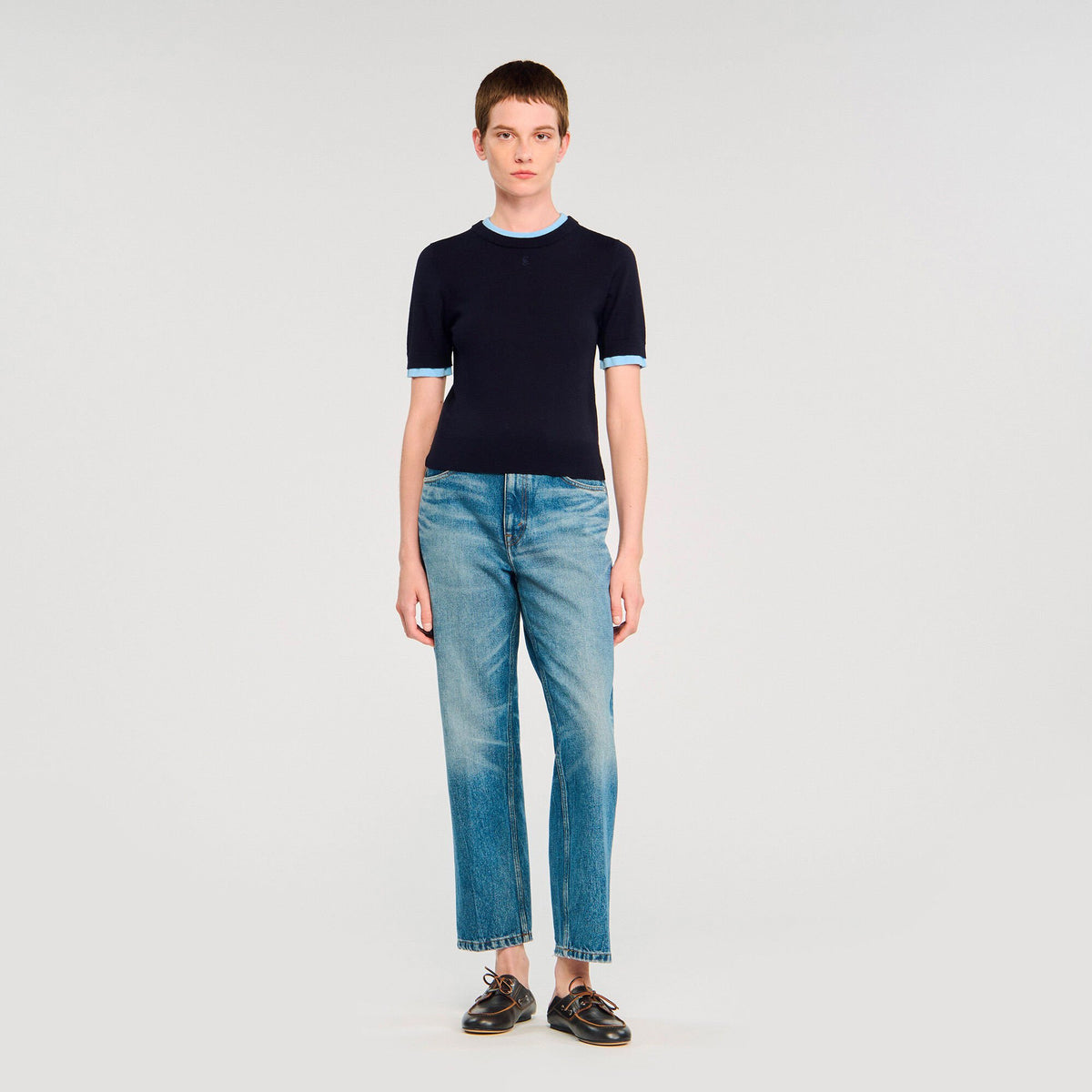 Two-tone cropped sweater | Sandro
