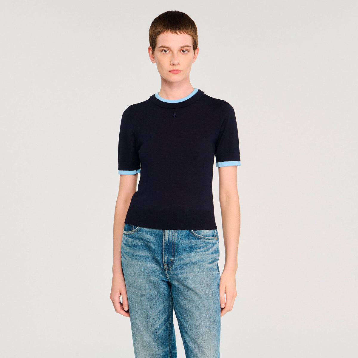 Two-tone cropped sweater | Sandro