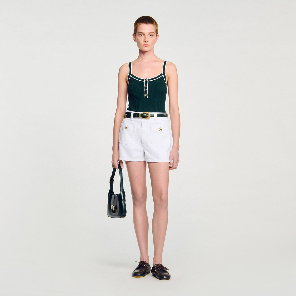 Two-tone knit vest top | Sandro