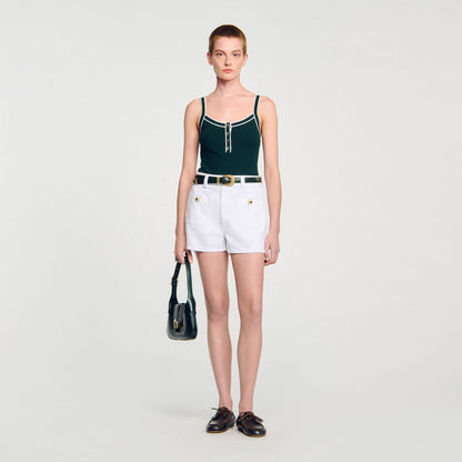 Two-tone knit vest top | Sandro