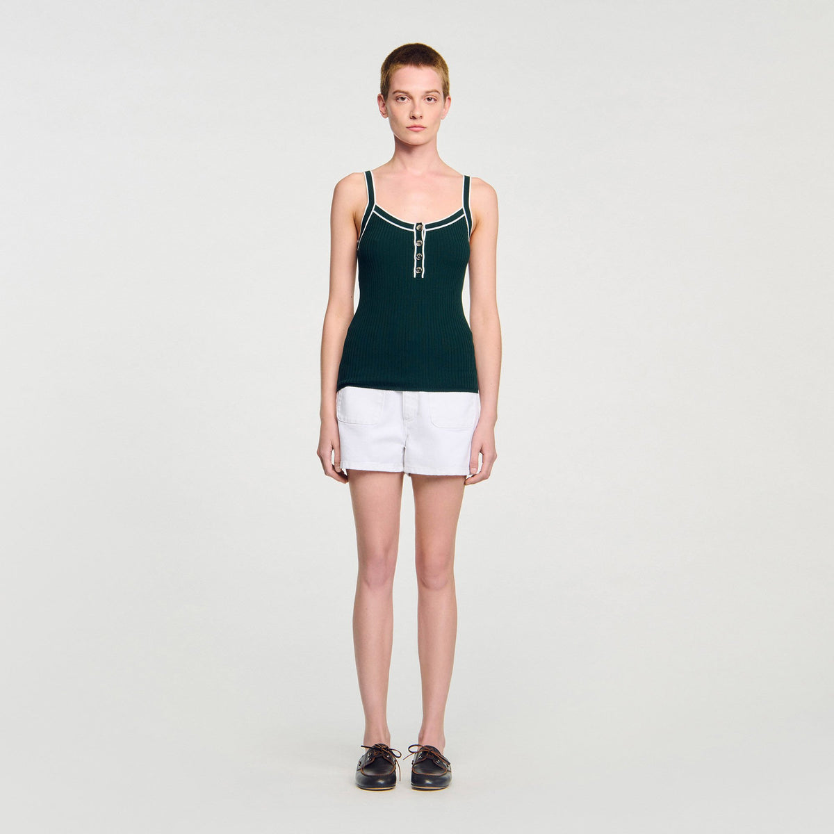 Two-tone knit vest top | Sandro