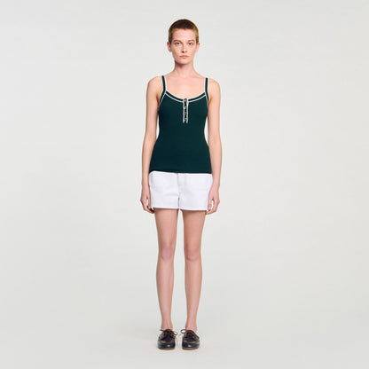Two-tone knit vest top | Sandro
