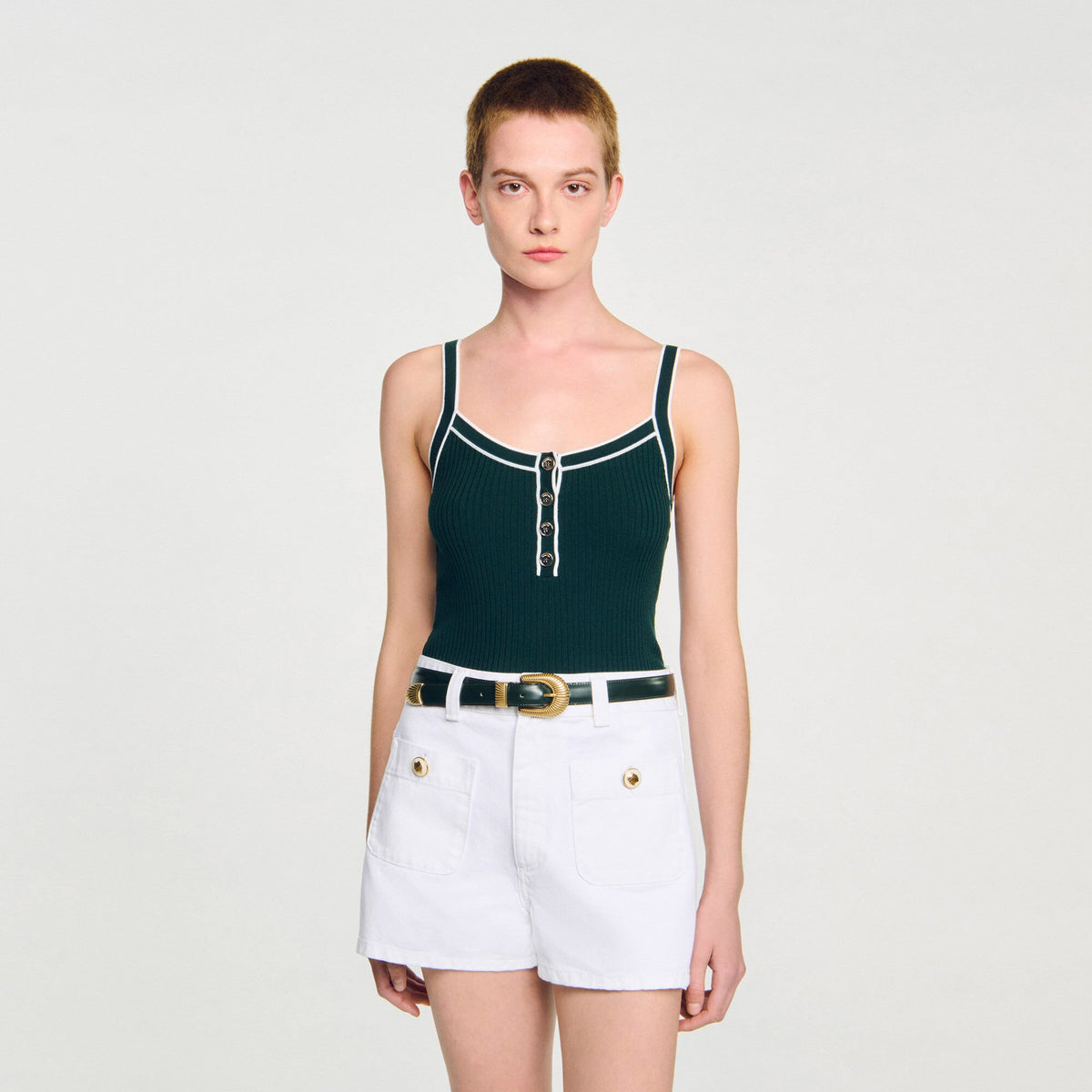 Two-tone knit vest top | Sandro