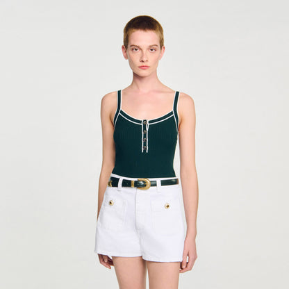 Two-tone knit vest top | Sandro