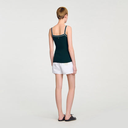 Two-tone knit vest top | Sandro