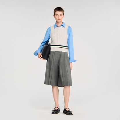 Sleeveless cropped cable knit sweater | Sandro