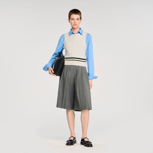Sleeveless cropped cable knit sweater | Sandro