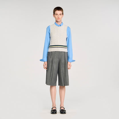 Sleeveless cropped cable knit sweater | Sandro