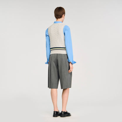 Sleeveless cropped cable knit sweater | Sandro