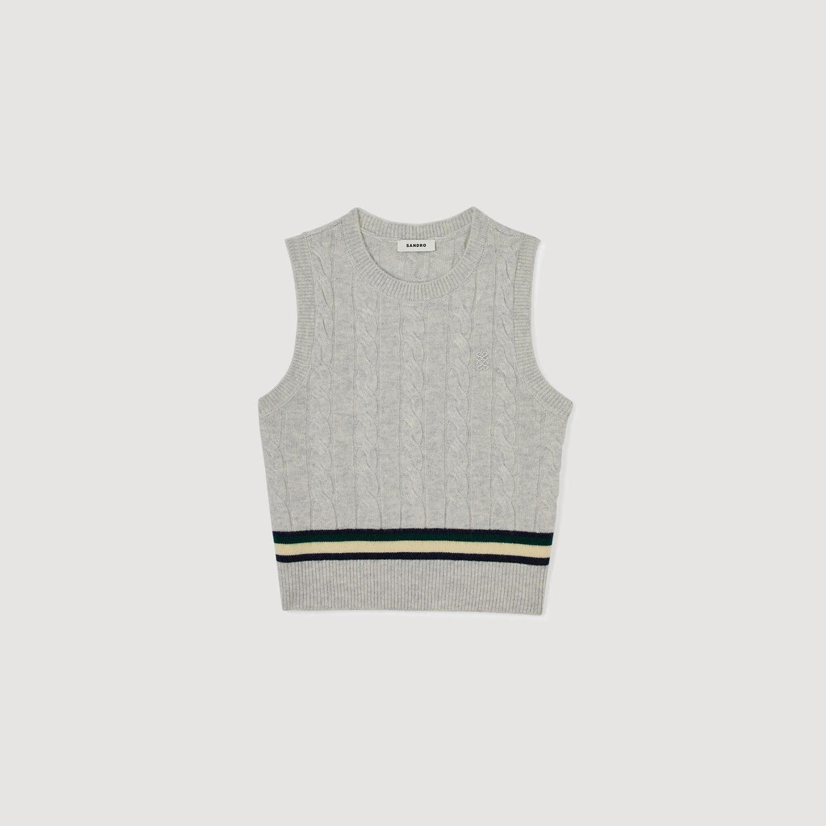 Sleeveless cropped cable knit sweater | Sandro