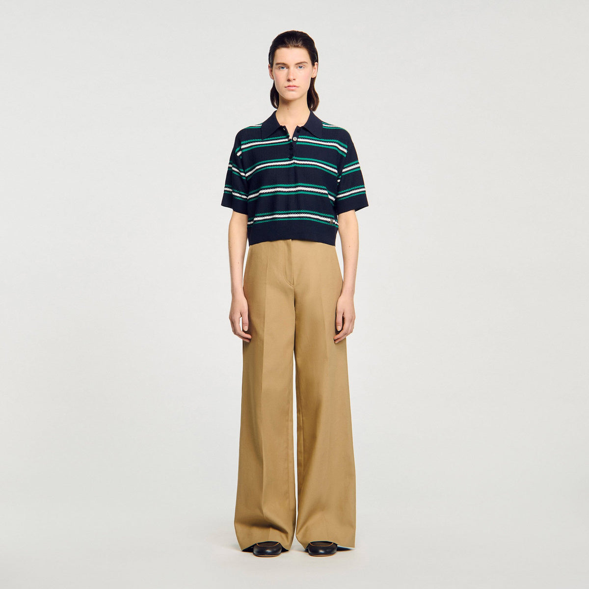 Polo-neck striped sweater | Sandro