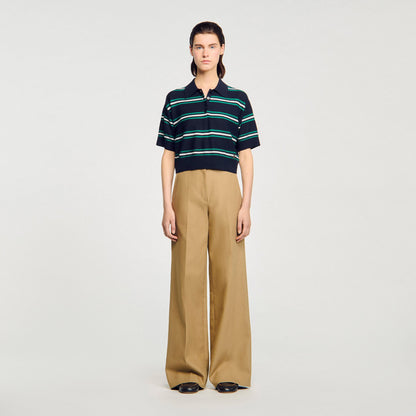 Polo-neck striped sweater | Sandro