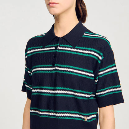 Polo-neck striped sweater | Sandro