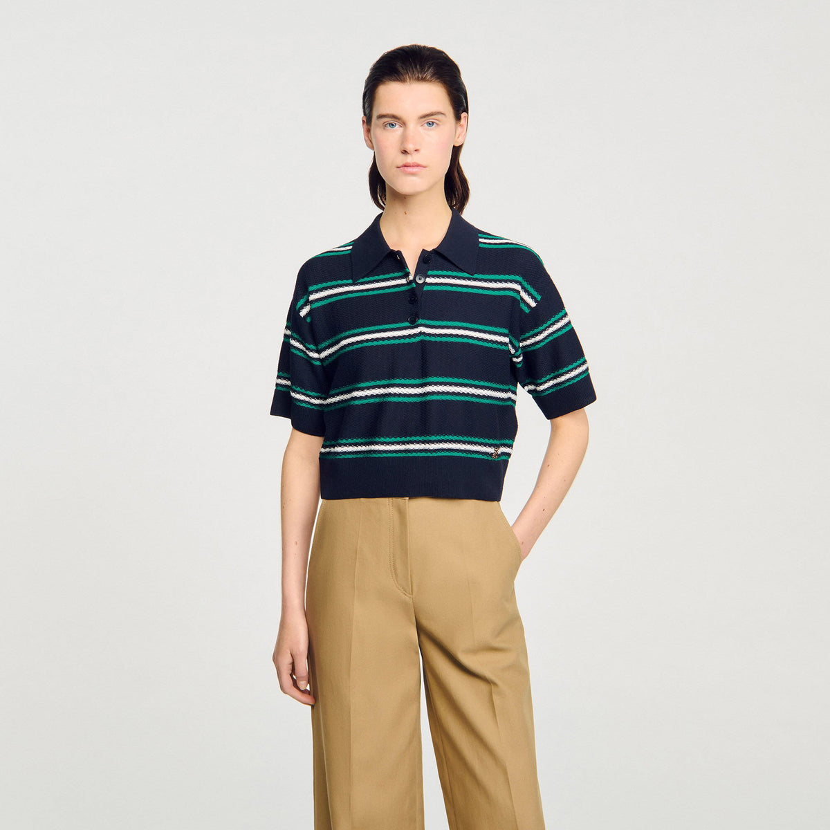 Polo-neck striped sweater | Sandro