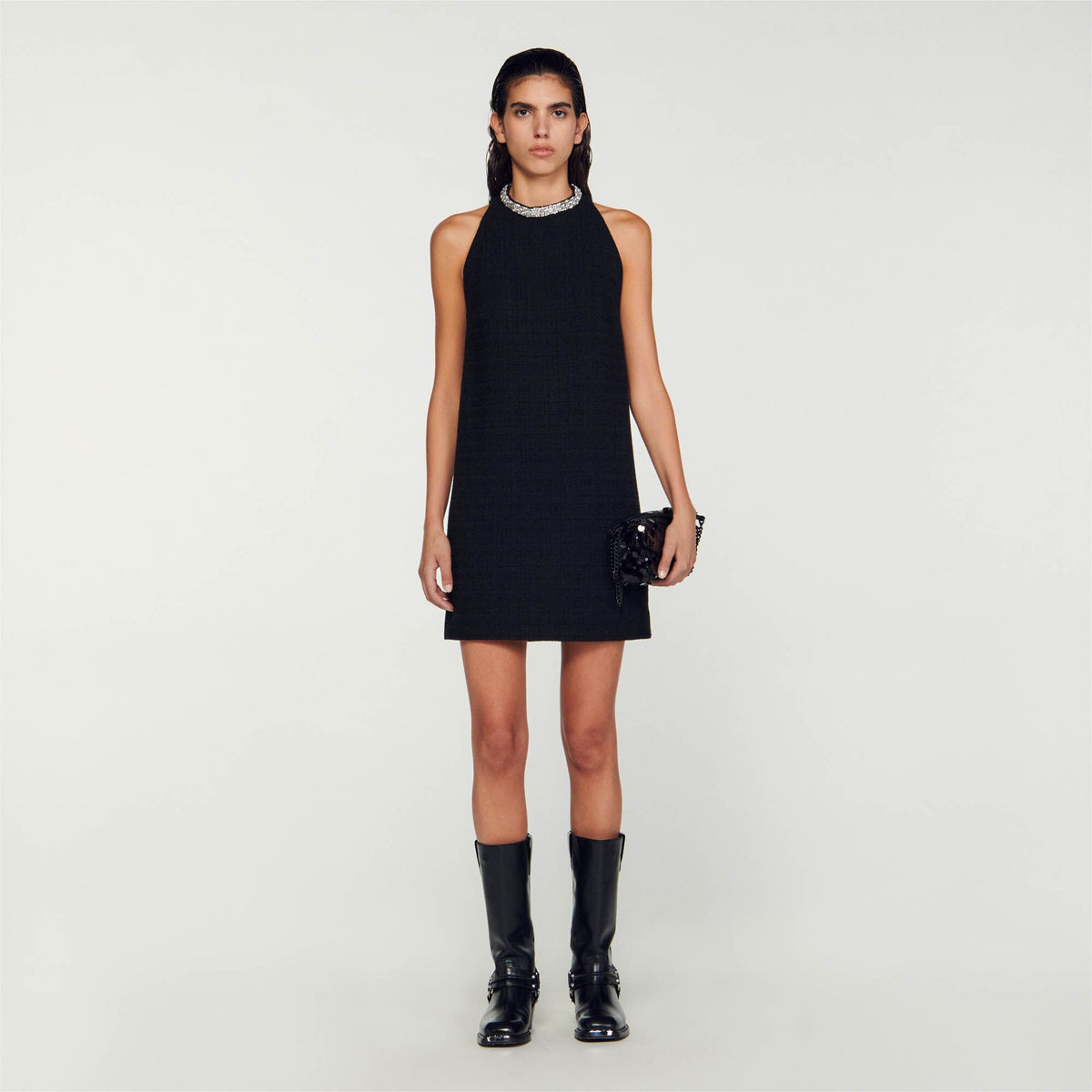 Dress with jewellery collar | Sandro