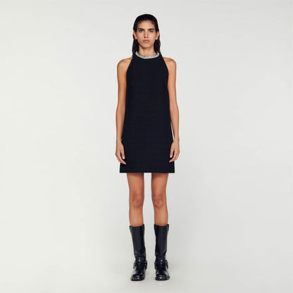 Dress with jewellery collar | Sandro
