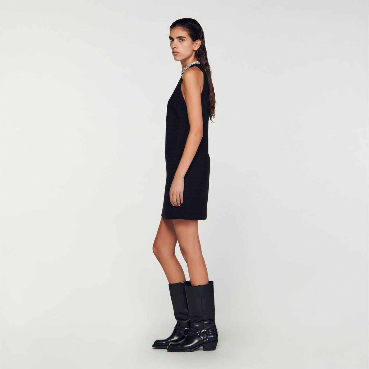 Dress with jewellery collar | Sandro