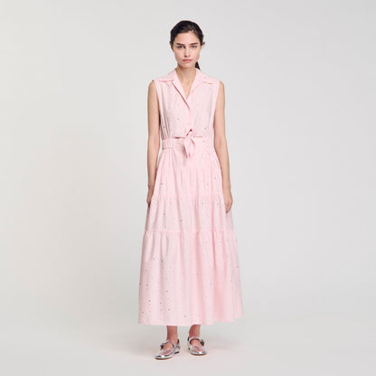 Rhinestone tie-front maxi dress | Sandro