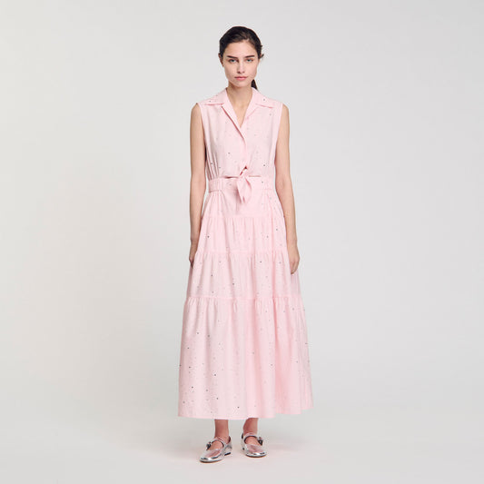 Rhinestone tie-front maxi dress | Sandro