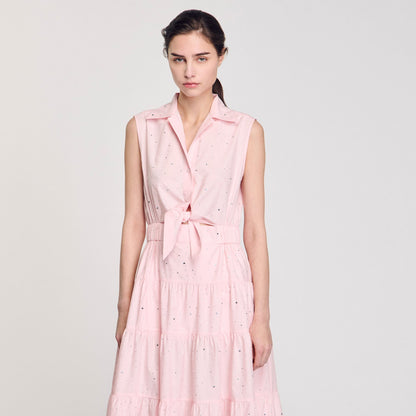 Rhinestone tie-front maxi dress | Sandro