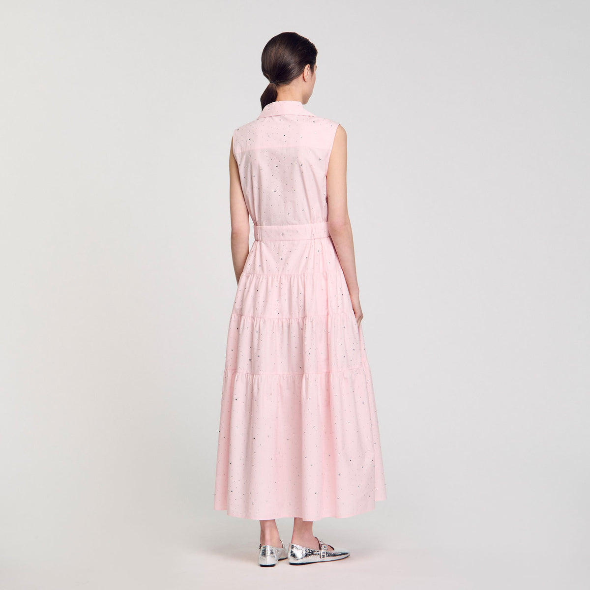 Rhinestone tie-front maxi dress | Sandro