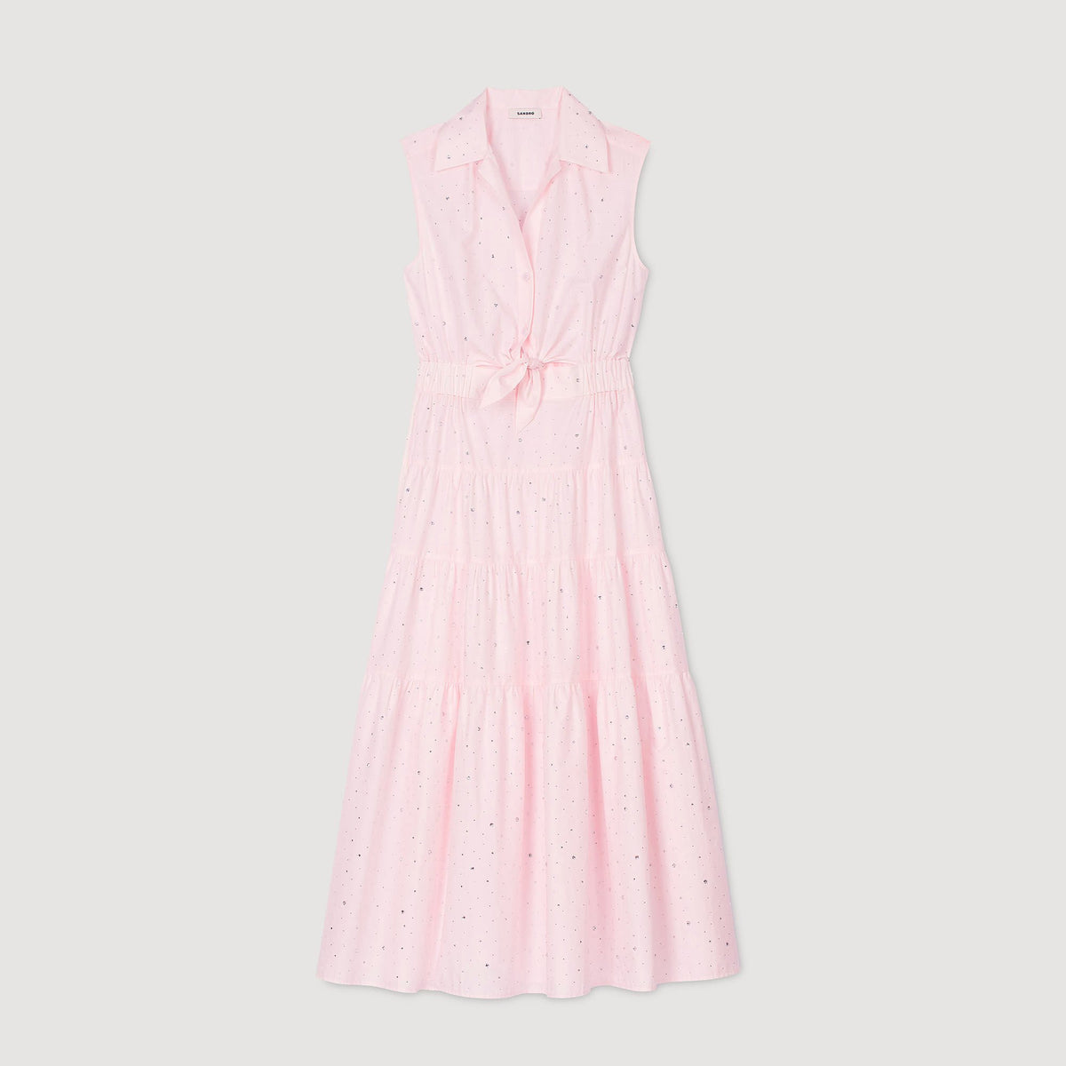 Rhinestone tie-front maxi dress | Sandro
