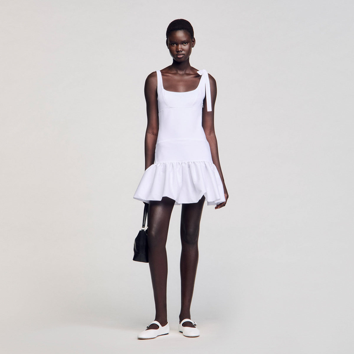 Dual-material mini dress | Sandro